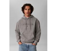 Kapuzensweatshirt CALVIN KLEIN JEANS, Herren, Gr. M, med grau htr, Sweatware, Obermaterial: 92% Baumwolle, 8% Polyester, unifarben, regular fit normal, Rundhals, eingesetzt Rippbündchen, Sweatshirts, 