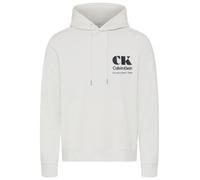 Kapuzensweatshirt CALVIN KLEIN JEANS, Herren, Gr. S, weiß (tofu), Sweatware, Obermaterial: 100% Baumwolle, unifarben, regular fit normal, Rundhals, Bündchen, Sweatshirts, großer Rückendruck, Regular F
