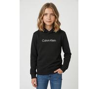 Kapuzensweatshirt CALVIN KLEIN JEANS "LOGO REGULAR TERRY HOODIE", Mädchen, Gr. 16 (176), schwarz (pvh schwarz), Sweatware, Obermaterial: 100% Baumwolle, unifarben, regular fit normal, Rundhals, einges