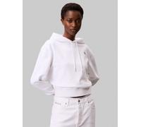 Kapuzensweatshirt CALVIN KLEIN JEANS "LS ARCHIVE TERRY PO HOOD", Damen, Gr. XXS (34), weiß (brilliant weiß), Sweatware, Obermaterial: 86% Baumwolle, 14% Polyester, unifarben, klassisch normal, Rundhal