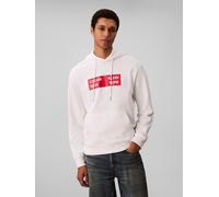 Kapuzensweatshirt CALVIN KLEIN JEANS "LS EU 350TERRY CKNY BOX GRAPHIC", Herren, Gr. XXL, weiß (hellweiß), Sweatware, Obermaterial: 100% Baumwolle, unifarben, casual, regular fit normal, Rundhals, Lang