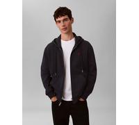 Kapuzensweatshirt CALVIN KLEIN JEANS "LS EU 350TERRY MONOGRAM FZ HOODI", Herren, Gr. L, schwarz sapphire, Sweatware, Obermaterial: 100% Baumwolle, regular fit normal, Rundhals, eingesetzt Bündchen, Sw