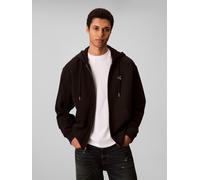 Kapuzensweatshirt CALVIN KLEIN JEANS "LS EU 350TERRY MONOGRAM FZ HOODI", Herren, Gr. L, schwarz, Sweatware, Obermaterial: 100% Baumwolle, unifarben, regular fit normal, Rundhals, eingesetzt Bündchen,