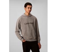 Kapuzensweatshirt CALVIN KLEIN JEANS "LS EU STANDARD LOGO 350TERRY PO", Herren, Gr. M, grau (medium grau heather), Web, Obermaterial: 100% Baumwolle, unifarben, regular fit normal, Rundhals, eingesetz
