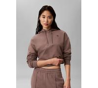 Kapuzensweatshirt CALVIN KLEIN JEANS "MONOGRAM RELAXED FRENCH TERRY", Damen, Gr. S, braun (iron), Sweatware, Obermaterial: 90% Baumwolle, 10% Polyester, unifarben, regular fit normal, Rundhals, einges