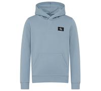 Kapuzensweatshirt CALVIN KLEIN JEANS "TERRY CK WOVEN LABEL HOODIE", Jungen, Gr. 12 (152), citadel, Sweatware, Obermaterial: 100% Baumwolle, unifarben, regular fit normal, Rundhals, eingesetzt Rippbünd