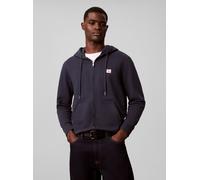 Kapuzensweatshirt CALVIN KLEIN JEANS "WOVEN HOODIE", Herren, Gr. L, blau (blau nights), Sweatware, Obermaterial: 90% Baumwolle, 10% Polyester, unifarben, regular fit normal, Rundhals, eingesetzt Rippb