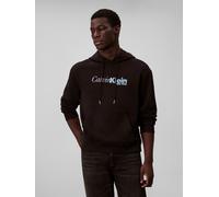 Kapuzensweatshirt CALVIN KLEIN "LS EU 350TERRY CURSIVE GRAPHIC H", Herren, Gr. XL, schwarz, Sweatware, Obermaterial: 100% Baumwolle, unifarben, regular fit normal, Rundhals, eingesetzt Bündchen, Sweat
