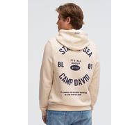 Kapuzensweatshirt CAMP DAVID, Herren, Gr. XL, ecru, Sweatware, Material: 65% Baumwolle, 35% Polyester, bedruckt, relaxed fit normal, Rundhals, eingesetzt Rippbündchen, Sweatshirts, mit reflektierenden