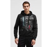 Kapuzensweatshirt CAMP DAVID, Herren, Gr. XXL, schwarz, angeraute Sweatware, Material: 72% Baumwolle, 28% Polyester, bedruckt, regular fit normal, Rundhals, eingesetzt Rippbündchen, Sweatshirts, mit w