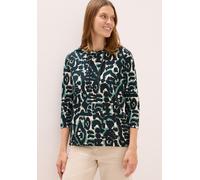 Kapuzensweatshirt CECIL, Damen, Gr. M (40), grün (ink grün), Sweatware, Obermaterial: 48% Baumwolle, 48% Modal, 4% Elasthan, gemustert, regular fit, Rundhals, abgesteppte Kante, Sweatshirts, mit 3/4 A