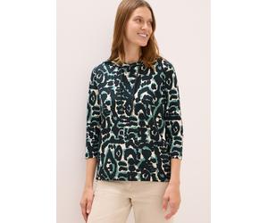 Kapuzensweatshirt CECIL, Damen, Gr. M (40), grün (ink grün), Sweatware, Obermaterial: 48% Baumwolle, 48% Modal, 4% Elasthan, gemustert, regular fit, Rundhals, abgesteppte Kante, Sweatshirts, mit 3/4 A