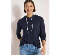 Kapuzensweatshirt CECIL, Damen, Gr. XS (36), urban dunkelblau, Sweatware, Obermaterial: 63% Modal, 35% Baumwolle, 2% Elasthan, unifarben, lässig geschnitten hüftbedeckend, Rundhals, abgesteppte Kante,