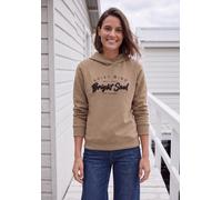 Kapuzensweatshirt CECIL, Damen, Gr. XXL (46), beige (creamy mocha melange), Sweatware, Obermaterial: 95% Baumwolle, 5% Elasthan. Futter: 100% Baumwolle, bedruckt, bestickt, normal hüftbedeckend, Rundh