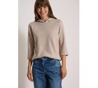 Kapuzensweatshirt CECIL, Damen, Gr. XXL (46), creamy mocha melange, Web, Obermaterial: 59% Viskose, 37% Polyester, 4% Elasthan, meliert, lässig geschnitten hüftbedeckend, Rundhals, abgesteppte Kante, 