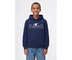 Kapuzensweatshirt CHAMPION "Graphic Terry Hoodie", Jungen, Gr. XXL (176), blau (nava), Obermaterial: 54% Baumwolle, 46% Polyester, Sweatshirts, mit Kapuze, für Kinder, bequeme Passform (77680048-XXL)