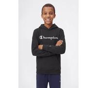 Kapuzensweatshirt CHAMPION "ICONS TONAL Hoodie with Large Logo", Jungen, Gr. L (152/158), schwarz (chr), Obermaterial: 73% Baumwolle, 27% Polyester, Sweatshirts, mit Kapuze, Langarm, aus Baumwolle und