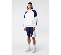Kapuzensweatshirt CHAMPION "Sports-inspired Interlock Hoodie with Tape detailing", Herren, Gr. M, wht, nava, Obermaterial: 82% Baumwolle, 18% Polyester, normal, Rundhals, Sweatshirts, für sportliche A