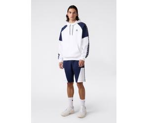 Kapuzensweatshirt CHAMPION "Sports-inspired Interlock Hoodie with Tape detailing", Herren, Gr. M, wht, nava, Obermaterial: 82% Baumwolle, 18% Polyester, normal, Rundhals, Sweatshirts, für sportliche A