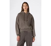 Kapuzensweatshirt CHAMPION "SPORTWEAR HOODIE Loose Fit Washed", Damen, Gr. M, braun (mos), Obermaterial: 70% Baumwolle, 30% Polyester, Sweatshirts, mit Washed-Optik, Loose Fit, aus Baumwolle und Polye