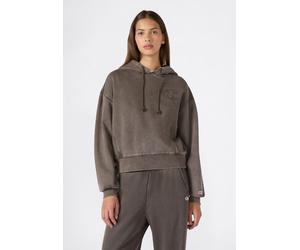 Kapuzensweatshirt CHAMPION "SPORTWEAR HOODIE Loose Fit Washed", Damen, Gr. M, braun (mos), Obermaterial: 70% Baumwolle, 30% Polyester, Sweatshirts, mit Washed-Optik, Loose Fit, aus Baumwolle und Polye