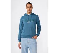 Kapuzensweatshirt CHAMPION "SPORTWEAR HOODIE Slim Fit", Damen, Gr. M, blau (idt), Obermaterial: 55% Baumwolle, 45% Polyester, Sweatshirts, mit sportlicher Optik, körpernahe Slim-Fit-Passform, moderner
