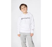 Kapuzensweatshirt CHAMPION "SPORTWEAR HOODIE Standard Fit", Jungen, Gr. M (140/146), weiß (wht, ns), Obermaterial: 54% Baumwolle, 46% Polyester, normal, Rundhals, Sweatshirts, für Kinder, mit Kängurut