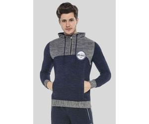 Kapuzensweatshirt CIPO & BAXX "Sweatshirts", Herren, Gr. XXL, blau (dunkelblau, grau), 95% Polyester, 5% Elasthan, mehrfarbig, regular fit normal, Raglanärmel, Sweatshirts, mit Zipper und Konstrast-Lo