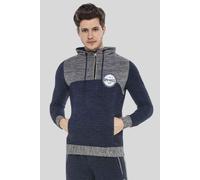 Kapuzensweatshirt CIPO & BAXX "Sweatshirts", Herren, Gr. XXL, blau (dunkelblau, grau), 95% Polyester, 5% Elasthan, regular fit normal, Raglanärmel, Sweatshirts, mit Zipper und Konstrast-Look (26726054