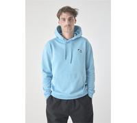 Kapuzensweatshirt CLEPTOMANICX "Classic Hooded Storm Gull", Herren, Gr. M, blau, 100% Baumwolle, bestickt, normal, ohne Ausschnitt, Sweatshirts, mit lockerem Schnitt (85835512-M) blau