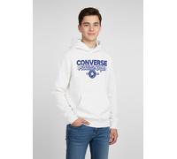 Kapuzensweatshirt CONVERSE "CNVB BLEACHER ATHLETIC PO HOOD", Jungen, Gr. 146/152 (158), weiß (egret), Obermaterial: 60% Baumwolle, 40% Polyester, Sweatshirts, für Kinder und Jugendliche, in den Größen