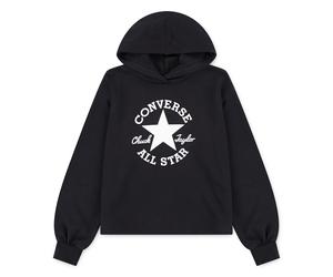 Kapuzensweatshirt CONVERSE "CNVG DISSECTED CTP HOODIE", Mädchen, Gr. 122/128 (S), schwarz, Obermaterial: 60% Baumwolle, 40% Polyester, Sweatshirts, mit angesetzter Kapuze, French-Terry-Material (52669