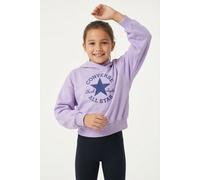 Kapuzensweatshirt CONVERSE "CNVG RELAXED CHUCK PATCH HOODI", Mädchen, Gr. 128/134 (M), lavender latte, Obermaterial: 60% Baumwolle, 40% Polyester, Sweatshirts, für Kinder und Jugendliche, sportlicher