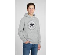 Kapuzensweatshirt CONVERSE "für Kinder", Jungen, Gr. 134/140, grau (dunkelgrau heat), Sweatware, Obermaterial: 60% Baumwolle, 40% Polyester, bedruckt, unifarben, eingesetzt Bündchen krempelbar, Sweats