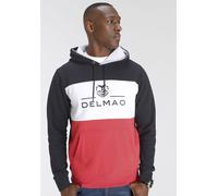 Kapuzensweatshirt DELMAO, Herren, Gr. M (48/50), blau (dunkelblau, rot), angeraute Sweatware, Obermaterial: 60% Baumwolle, 40% Polyester. Kapuzenfutter: 60% Baumwolle, 40% Polyester, bedruckt, normal,