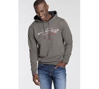 Kapuzensweatshirt DELMAO, Herren, Gr. XXL (60/62), grau, angeraute Sweatware, Obermaterial: 60% Baumwolle, 40% Polyester, bedruckt, normal, Rippbündchen, Sweatshirts, Langarm, lockere Passform, mit Pr
