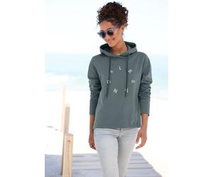 Kapuzensweatshirt ELBSAND "Darisa", Damen, Gr. XL (42), blau (petrol), angeraute Sweatware, Obermaterial: 95% Baumwolle, 5% Elasthan, unifarben, figurumspielend hüftlang, ohne Ausschnitt, Sweatshirts 