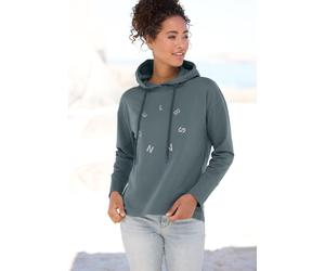 Kapuzensweatshirt ELBSAND "Darisa", Damen, Gr. XL (42), blau (petrol), angeraute Sweatware, Obermaterial: 95% Baumwolle, 5% Elasthan, unifarben, figurumspielend hüftlang, ohne Ausschnitt, Sweatshirts,