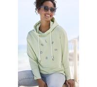 Kapuzensweatshirt ELBSAND "Darisa", Damen, Gr. XL (42), grün (pastellgrün), angeraute Sweatware, Obermaterial: 95% Baumwolle, 5% Elasthan, unifarben, figurumspielend hüftlang, ohne Ausschnitt, Sweatsh