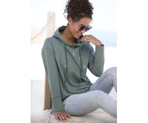Kapuzensweatshirt ELBSAND "Darisa", Damen, Gr. XXL (44), blau (petrol), angeraute Sweatware, Obermaterial: 95% Baumwolle, 5% Elasthan, unifarben, figurumspielend hüftlang, ohne Ausschnitt, Sweatshirts