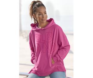 Kapuzensweatshirt ELBSAND "Lioba", Damen, Gr. M (38), pink, angeraute Sweatware, Obermaterial: 95% Baumwolle, 5% Elasthan, unifarben, figurumspielend hüftlang, Sweatshirts, im Oversize-Fit, Hoodie mit