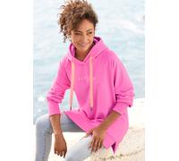 Kapuzensweatshirt ELBSAND "Svana", Damen, Gr. XXL (44), pink, Sweatware, Obermaterial: 95% Baumwolle, 5% Elasthan, unifarben, casual, figurumspielend hüftlang, Langarm Raglanärmel extrabreites Bündche