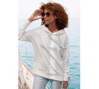 Kapuzensweatshirt ELBSAND "Svana", Damen, Gr. XXL (44), weiß, Sweatware, Obermaterial: 95% Baumwolle, 5% Elasthan, unifarben, figurumspielend hüftlang, Raglanärmel extrabreites Bündchen, Sweatshirts,