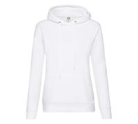 Kapuzensweatshirt FRUIT OF THE LOOM "Classic hooded Sweat Lady-Fit", Damen, Gr. M (38), weiß, Sweatware, Obermaterial: 80% Baumwolle, 20% Polyester, figurumspielend hüftlang, Rundhals, Bündchen, Sweat