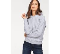 Kapuzensweatshirt FRUIT OF THE LOOM "Classic hooded Sweat Lady-Fit", Damen, Gr. S (36), grau (grau, meliert), Sweatware, Obermaterial: 80% Baumwolle, 20% Polyester, meliert, figurumspielend hüftlang,