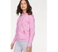 Kapuzensweatshirt FRUIT OF THE LOOM "Classic hooded Sweat Lady-Fit", Damen, Gr. XS (34), rosa, Sweatware, Obermaterial: 80% Baumwolle, 20% Polyester, unifarben, figurumspielend hüftlang, Rundhals, Bün