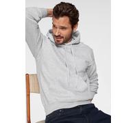 Kapuzensweatshirt FRUIT OF THE LOOM, Herren, Gr. XL (52/54), grau (hellgrau, meliert), angeraute Sweatware, Obermaterial: 80% Baumwolle, 20% Polyester, meliert, normal hüftbedeckend, Rundhals, Rippbün