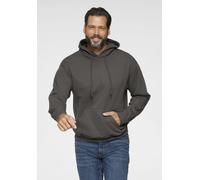 Kapuzensweatshirt FRUIT OF THE LOOM, Herren, Gr. M (44/46), grau (graphit), angeraute Sweatware, Obermaterial: 80% Baumwolle, 20% Polyester, unifarben, normal hüftbedeckend, Rundhals, Rippbündchen, Sw