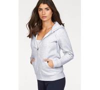Kapuzensweatshirt FRUIT OF THE LOOM "Lady-Fit Premium hooded Sweat Jacket", Damen, Gr. XS (34), grau, angeraute Sweatware, Obermaterial: 70% Baumwolle, 30% Polyester, meliert, figurbetont, eingesetzt 