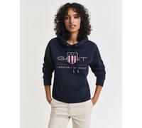 Kapuzensweatshirt GANT "ARCHIVE SHIELD HOODIE", Damen, Gr. XXL, blau (evening blau), Sweatware, Obermaterial: 78% Baumwolle, 22% Polyester, bedruckt, unifarben, regular fit normal, Rundhals, eingesetz
